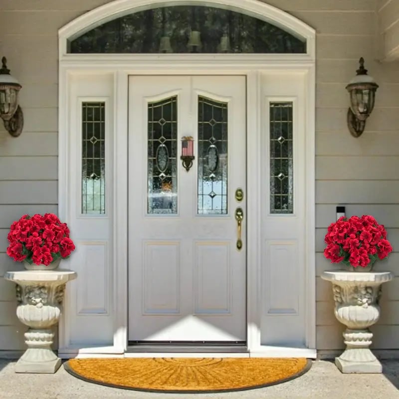 UV-resistant artificial geraniums – Red artificial flowers for patios, gardens and home décor