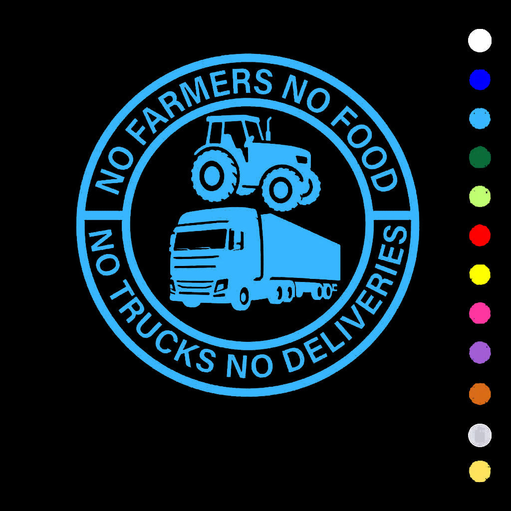 🔥No Farmers No Food No Trucks No Deliveries Vinyl Sticker – 140mm Decal