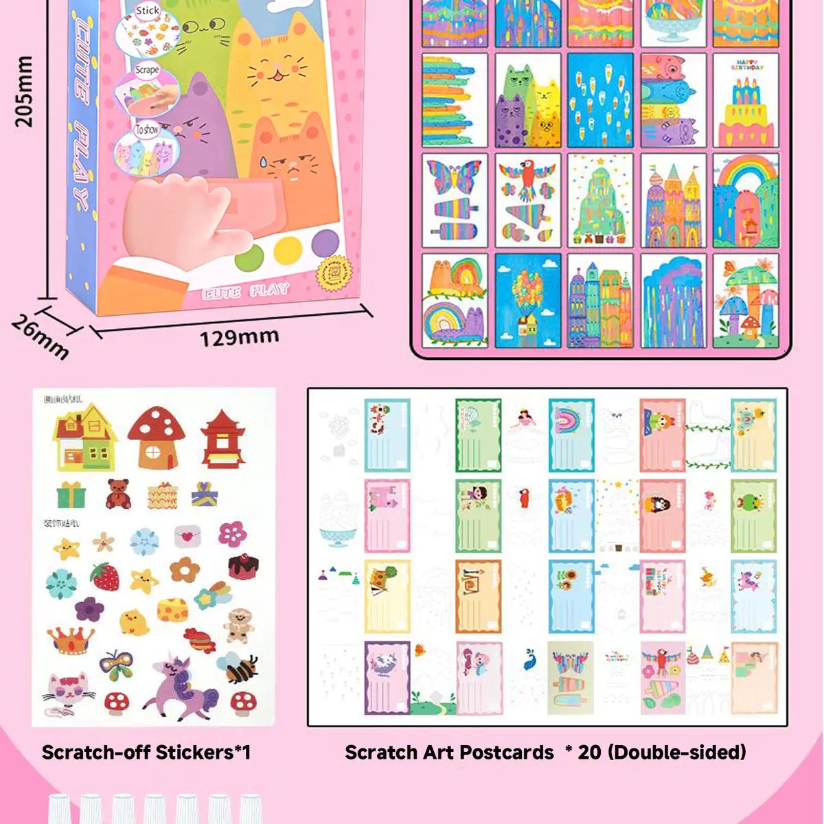 Rainbow Scratch Art Kit – Paint, Scratch & Reveal the Magic
