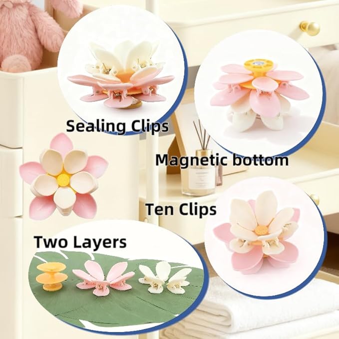 🌸Magnetic chip clips in the shape of cherry blossoms and lotus flowers, decorative fridge magnet