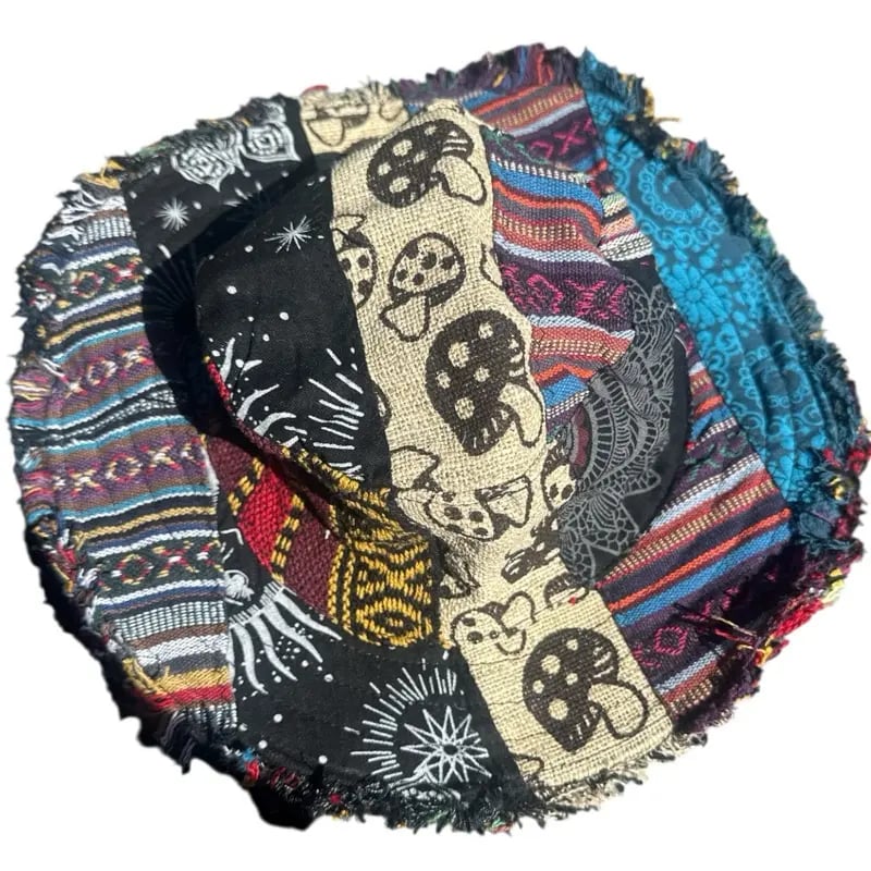 🏆Limited Time Sale 49% OFF🎩🍄Frayed Patchwork Bucket Hat(✨Shapeable Brim One-of-a-Kind Style)