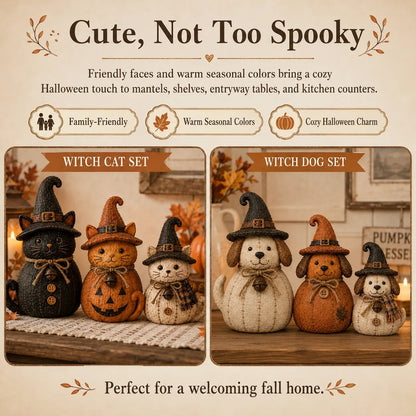 Vintage Witch Cat & Dog Decor Set