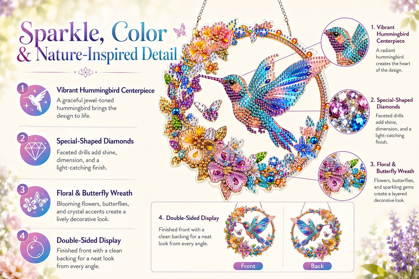 😍Last Day 49% OFF🐦️Hummingbird Diamond Art Hanging Ornament Kit