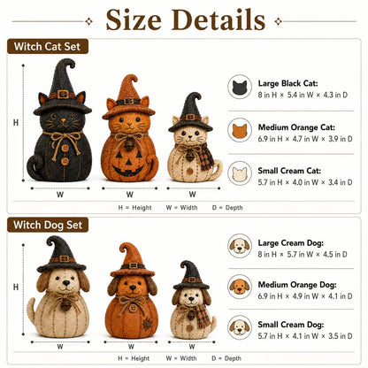 Vintage Witch Cat & Dog Decor Set
