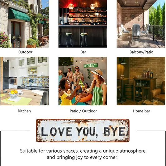 ❤️ LOVE YOU, BYE – Vintage metal road sig
