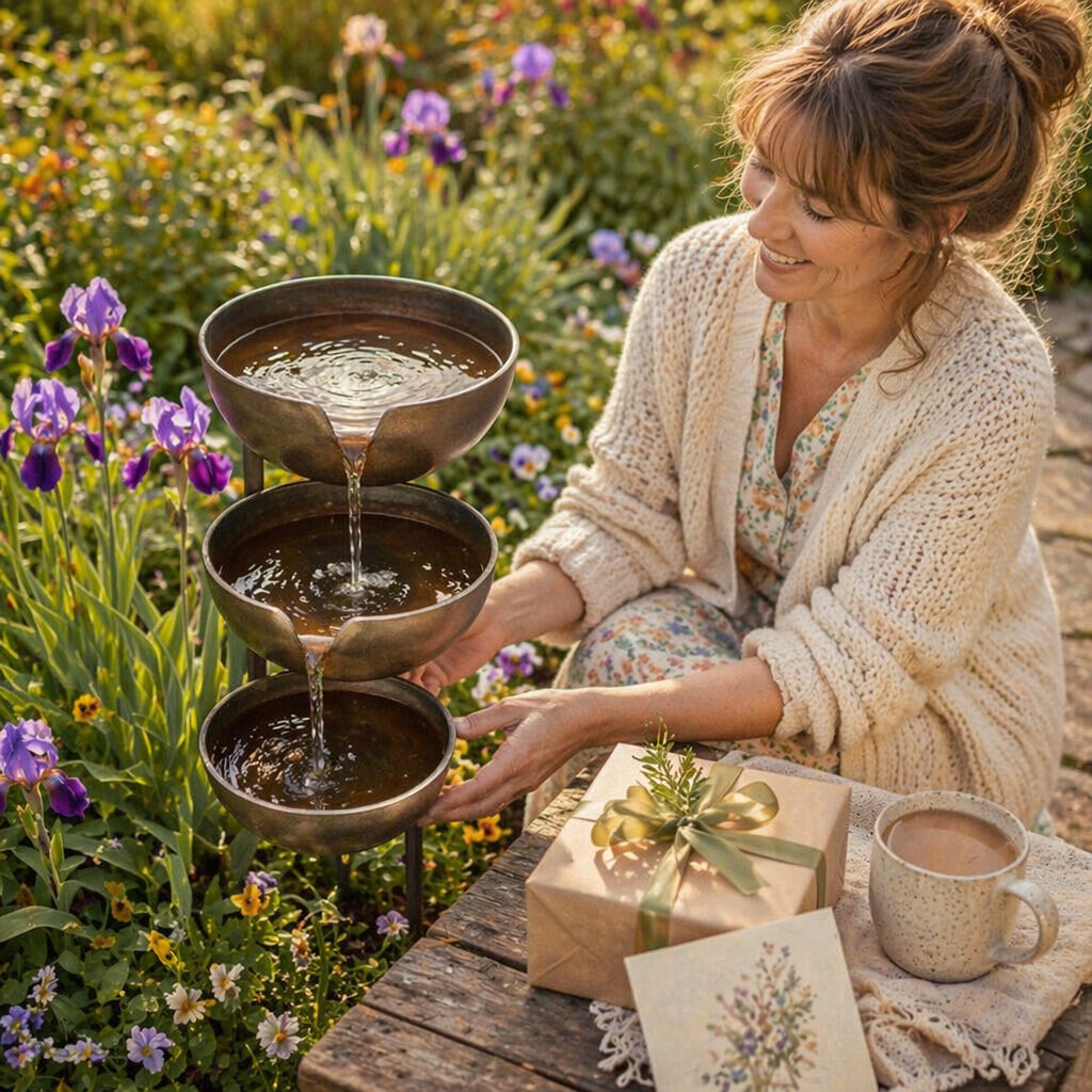 🌿🐦Cascading Rain Catcher Bird Bath – Garden Wildlife Water Feature with Stake