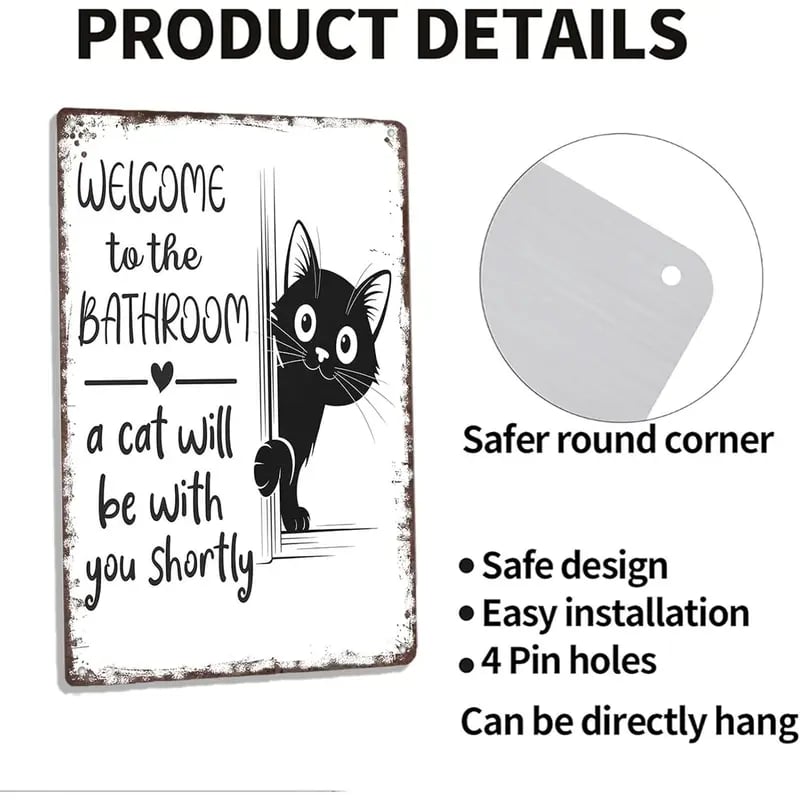 🔥Last day 49% off – Vintage black and white cat wall ar