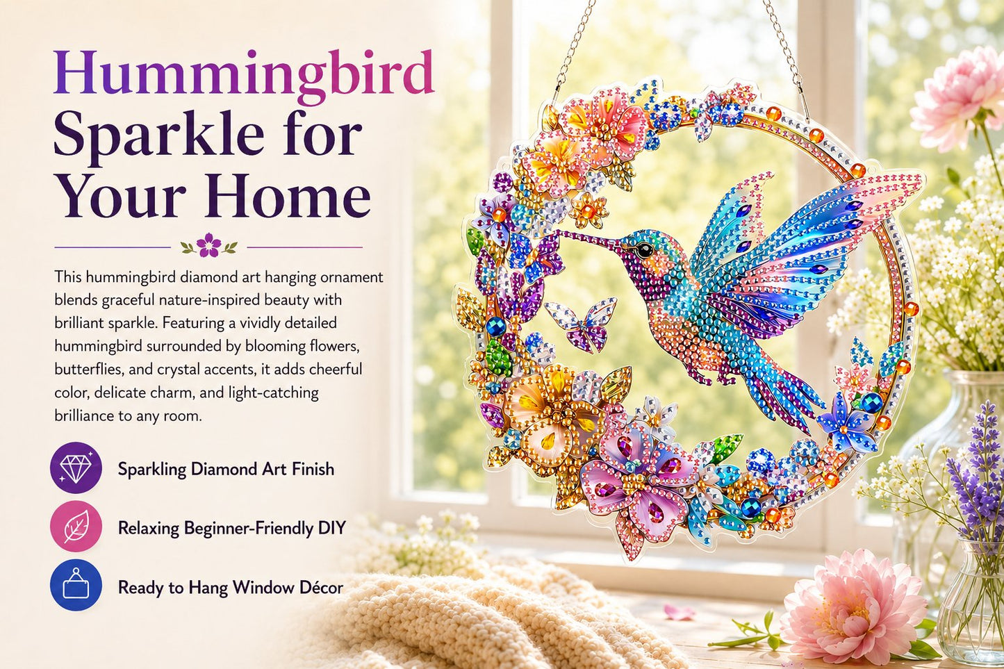 😍Last Day 49% OFF🐦️Hummingbird Diamond Art Hanging Ornament Kit