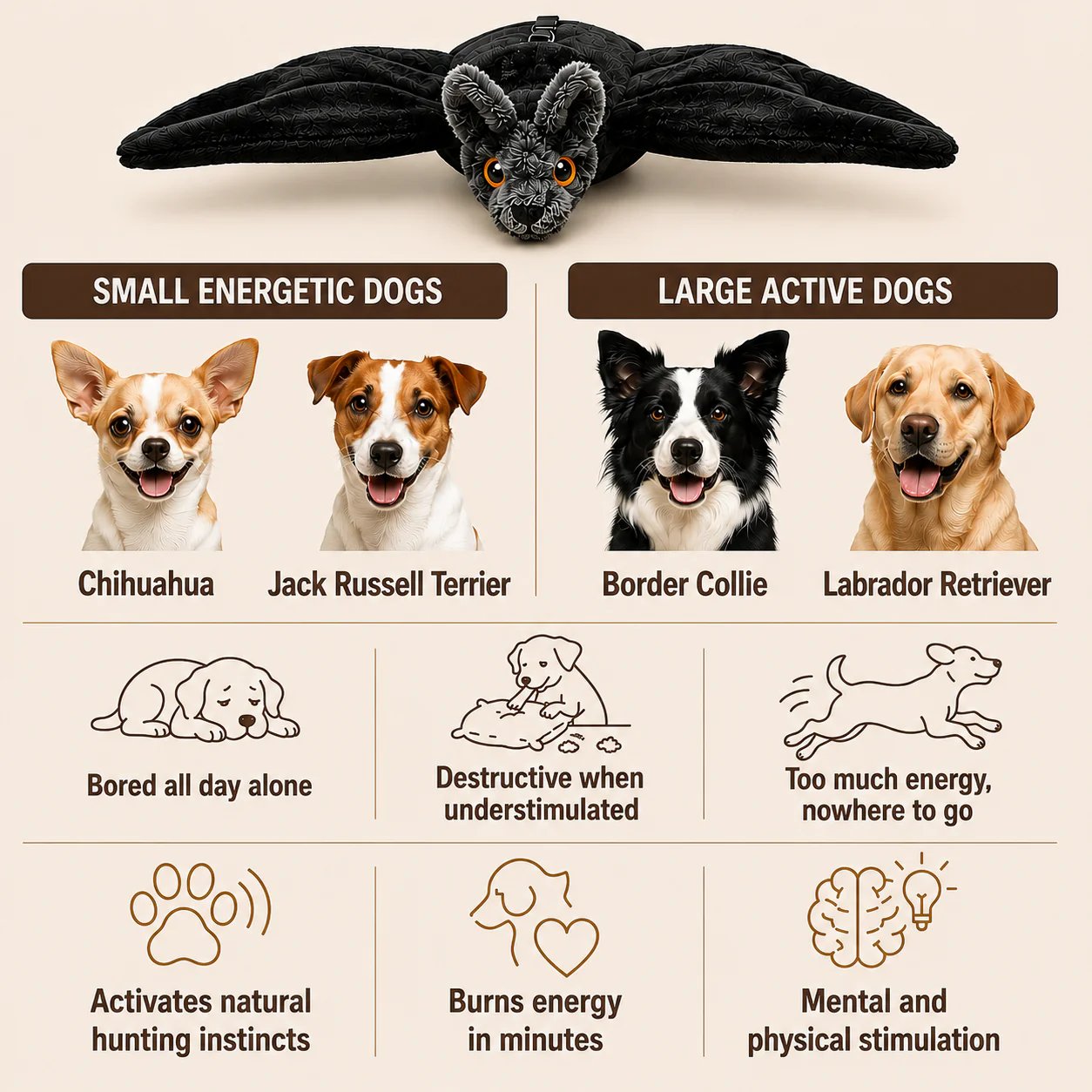 🦇 Electric Flapping Bat Dog Toy
