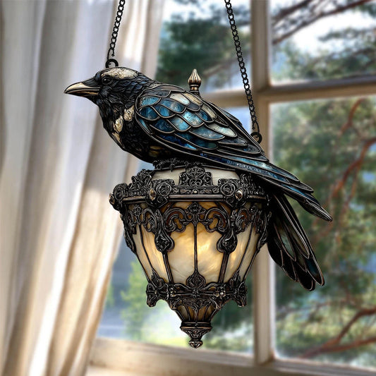 Wicker lantern in stained glass