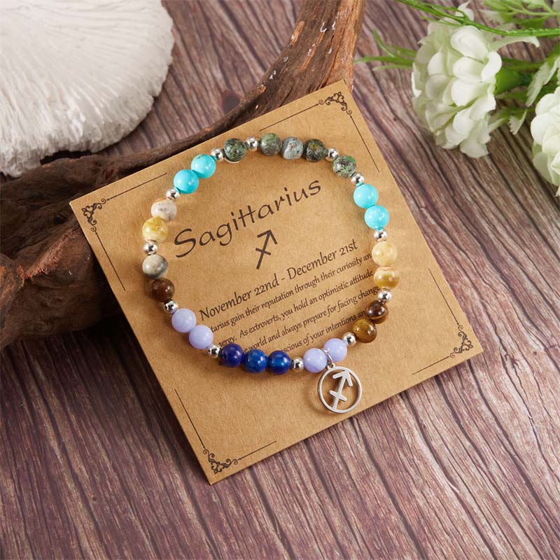 Bracelets with twelve zodiac sign stones