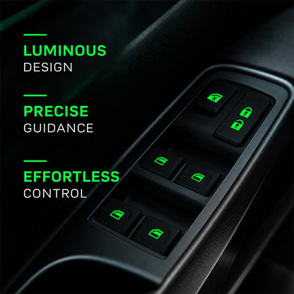 Luminous Car Window Switch Stickers | Colourful Night Glow Button Warning Decals For UK Vehicles