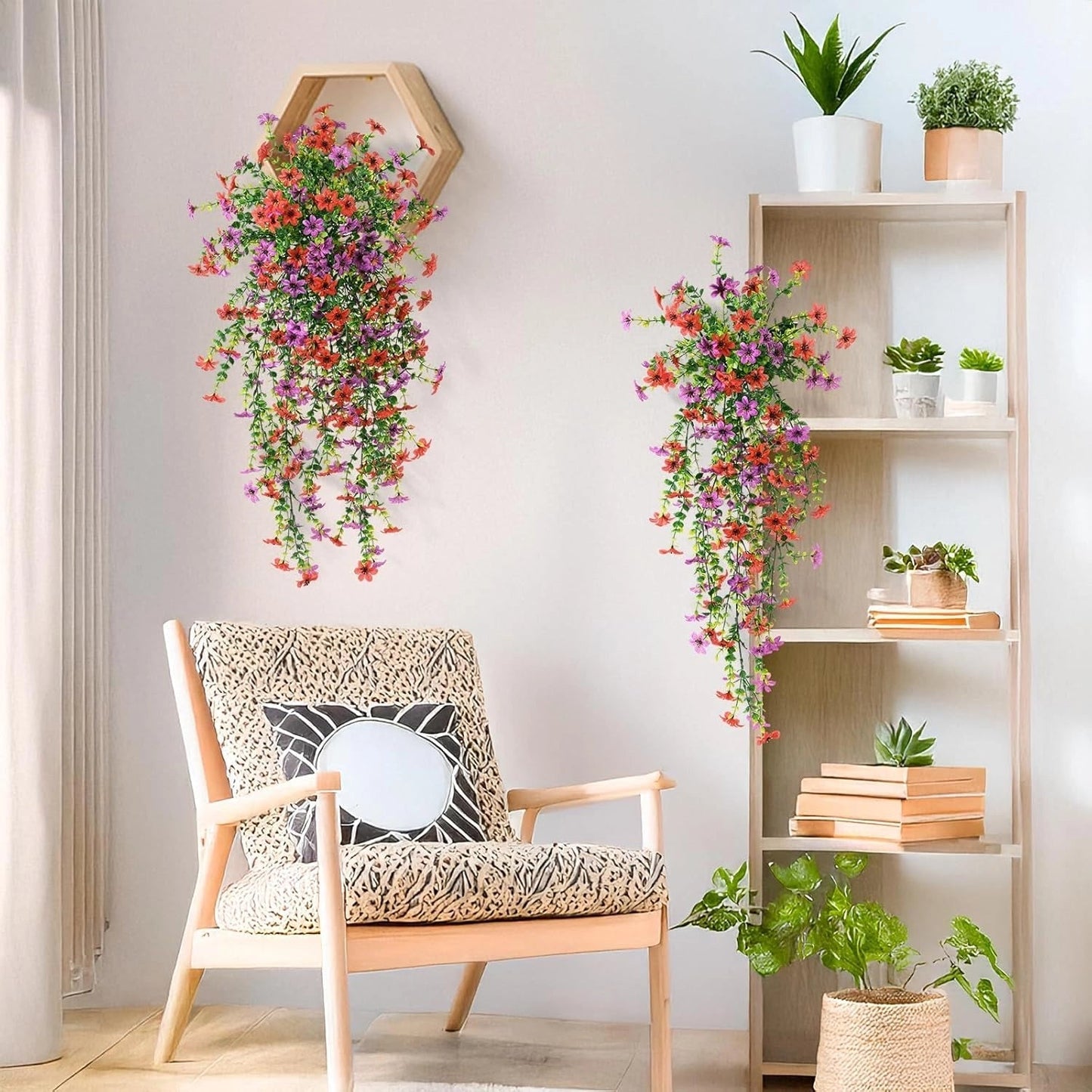 ⏳LAST DAY SPECIAL PRICE: ￡9.99!!🌷Outdoor cascading daisy and eucalyptus flowers – UV resistant