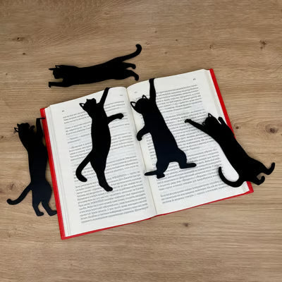 😹5 metal bookmarks in the shape of ca