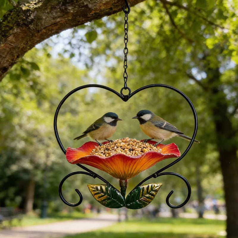📢📢LAST DAY SALE 50% OFF🐦 Heart-Shaped Bird Feeder – Floral, Hanging,Perfect for Backyard or Balcony 🏡