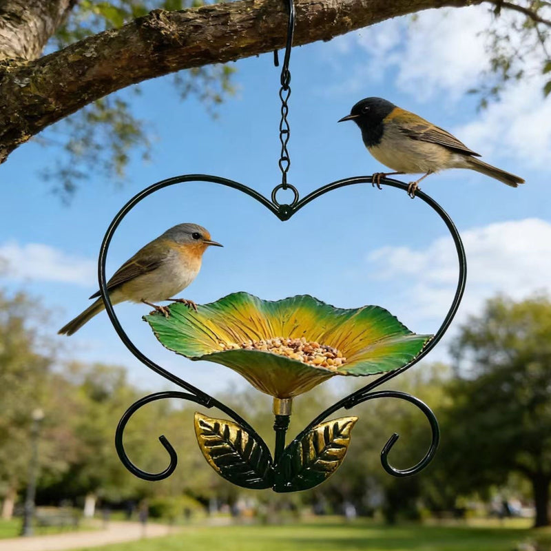 📢📢LAST DAY SALE 50% OFF🐦 Heart-Shaped Bird Feeder – Floral, Hanging,Perfect for Backyard or Balcony 🏡