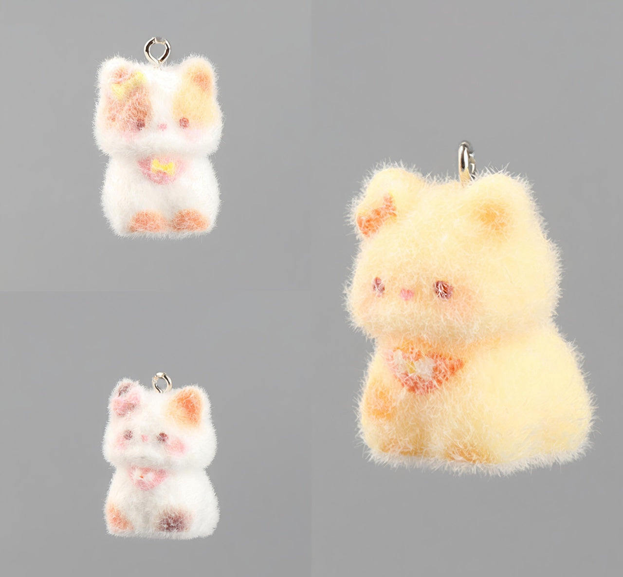 🐾✨ Fluffy Resin Cat Keychain Charm
