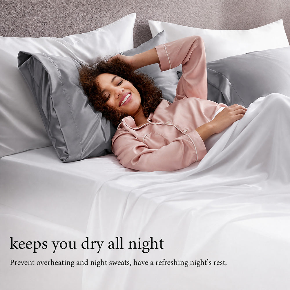 ❄️Cool pillowcase in ice silk, ensuring a good night’s sleep in summe