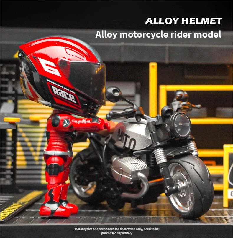 Realistic Motorcycle Rider Alloy Transforming Figure Ornament