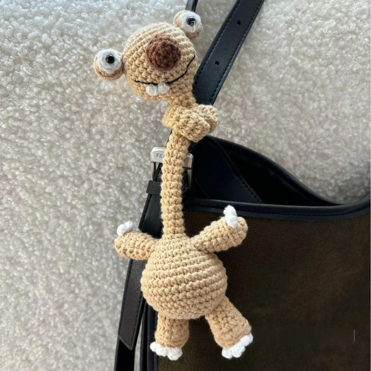 Crochet Prehistoric Sloth Bag Charm