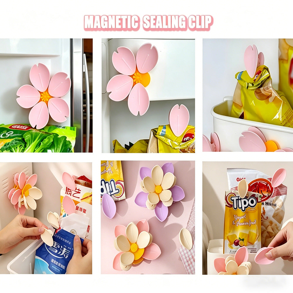 🌸Magnetic chip clips in the shape of cherry blossoms and lotus flowers, decorative fridge magnet