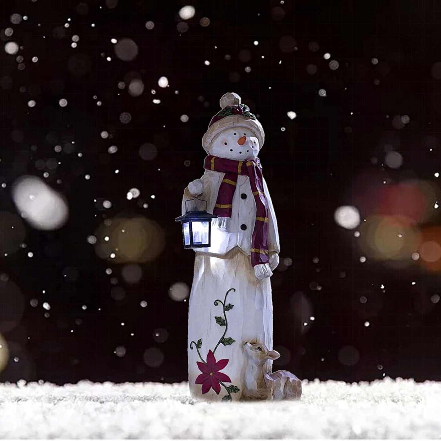 🎄Christmas Decoration Woodland Snowman Holding Solar Lantern