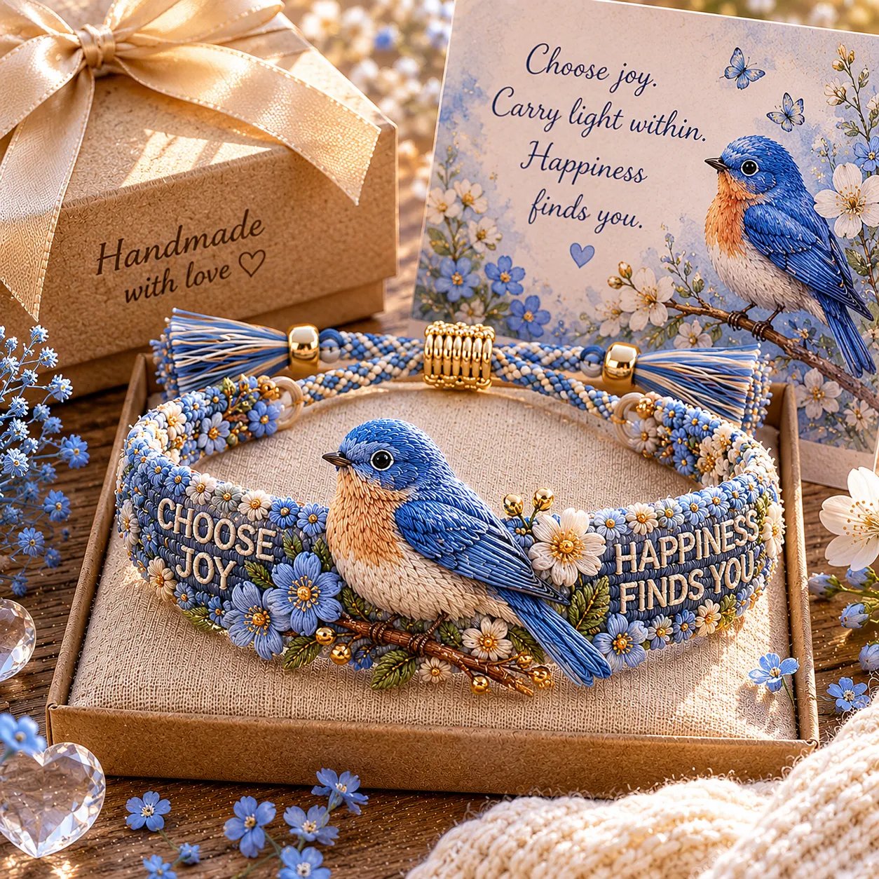 🏆Limited Time Sale 49% OFF💙Handmade Bird/Bees Embroidered Bracelet Collection
