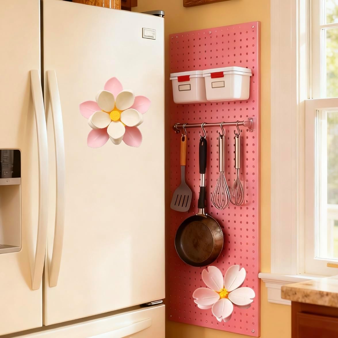 🌸Magnetic chip clips in the shape of cherry blossoms and lotus flowers, decorative fridge magnet