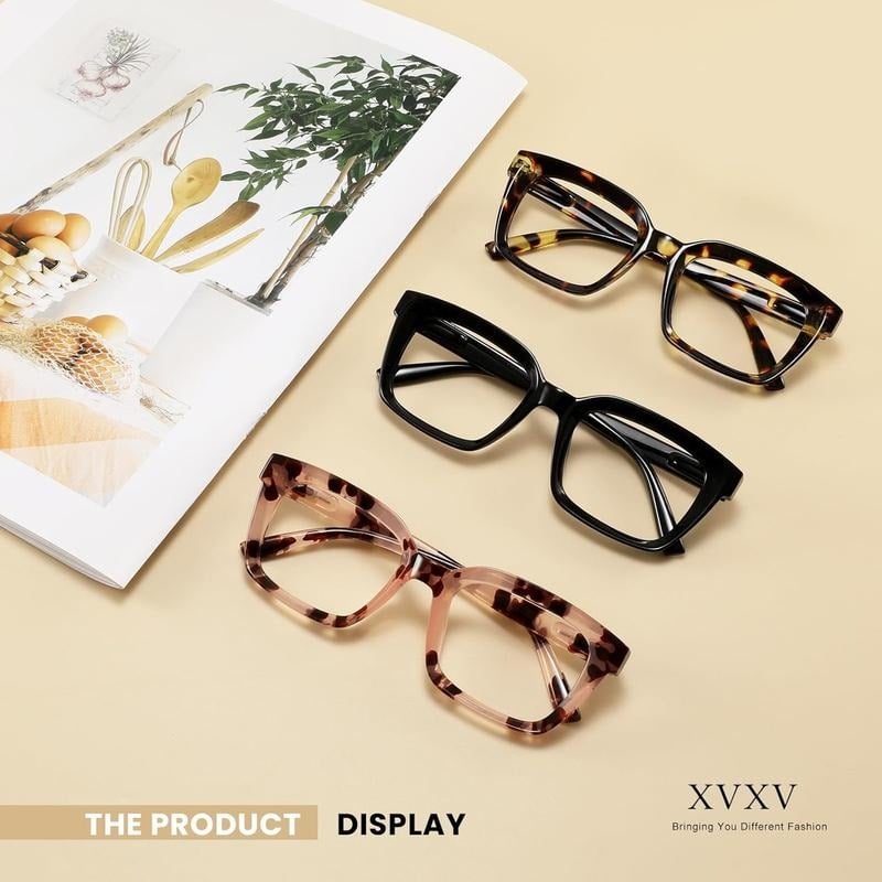 👓3-pack reading glasses in tortoiseshell pattern – oversized square reading glasses that block blue ligh