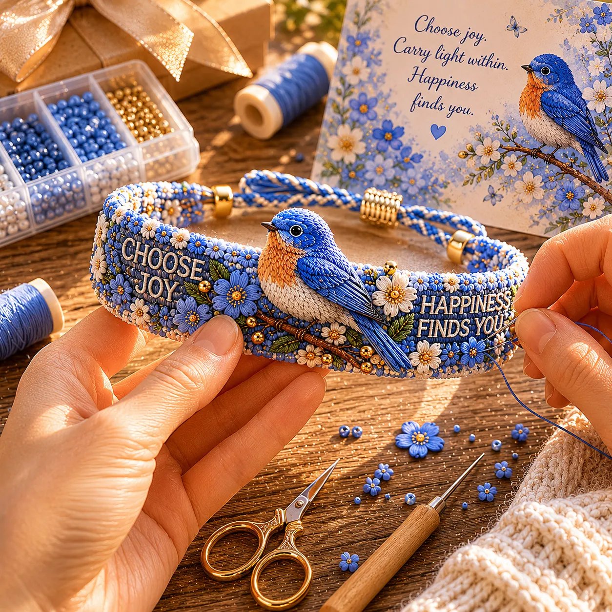 🏆Limited Time Sale 49% OFF💙Handmade Bird/Bees Embroidered Bracelet Collection