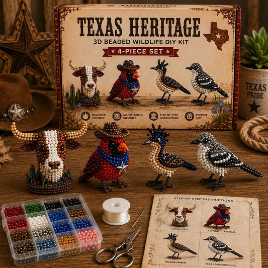 Wildlife Beading DIY Kit – 4-piece Handmade Animal Craft Set (💖Suitable for beginners)