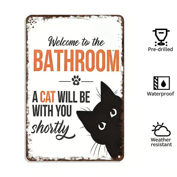 🔥Last day 49% off – Vintage black and white cat wall ar
