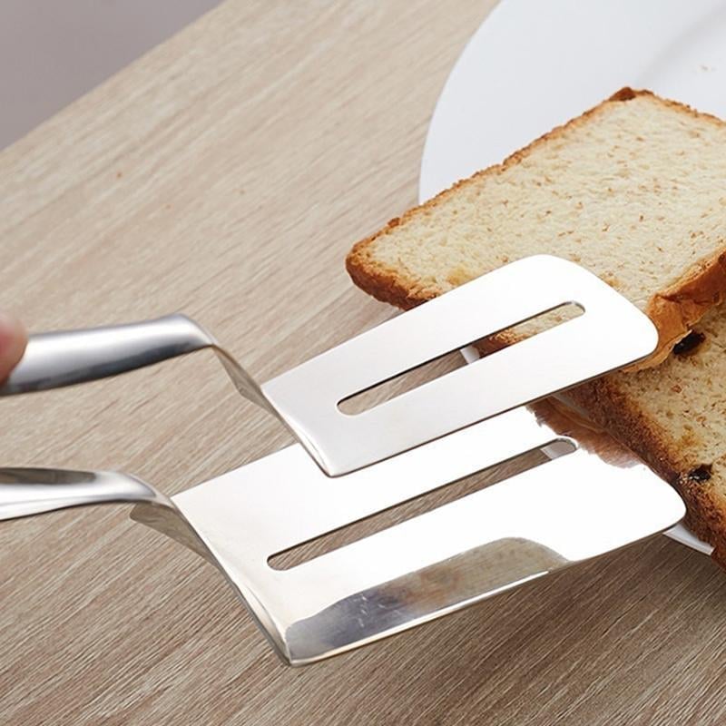 🔥 Multifunctional Stainless Steel Cooking Tongs – Spatula and Tongs in One! 🍔