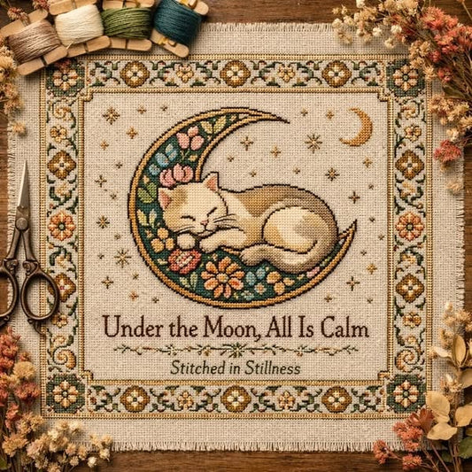 🔥LAST DAY 50% OFF - 🌙🐱Moonlit Cat Cross-Stitch Kit(Pre-sale)
