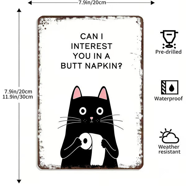 🔥Last day 49% off – Vintage black and white cat wall ar