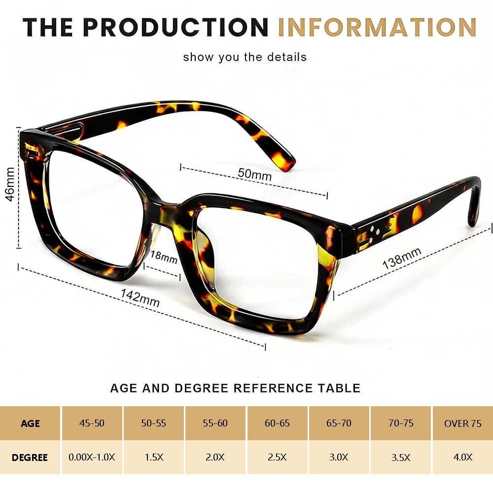 👓3-pack reading glasses in tortoiseshell pattern – oversized square reading glasses that block blue ligh
