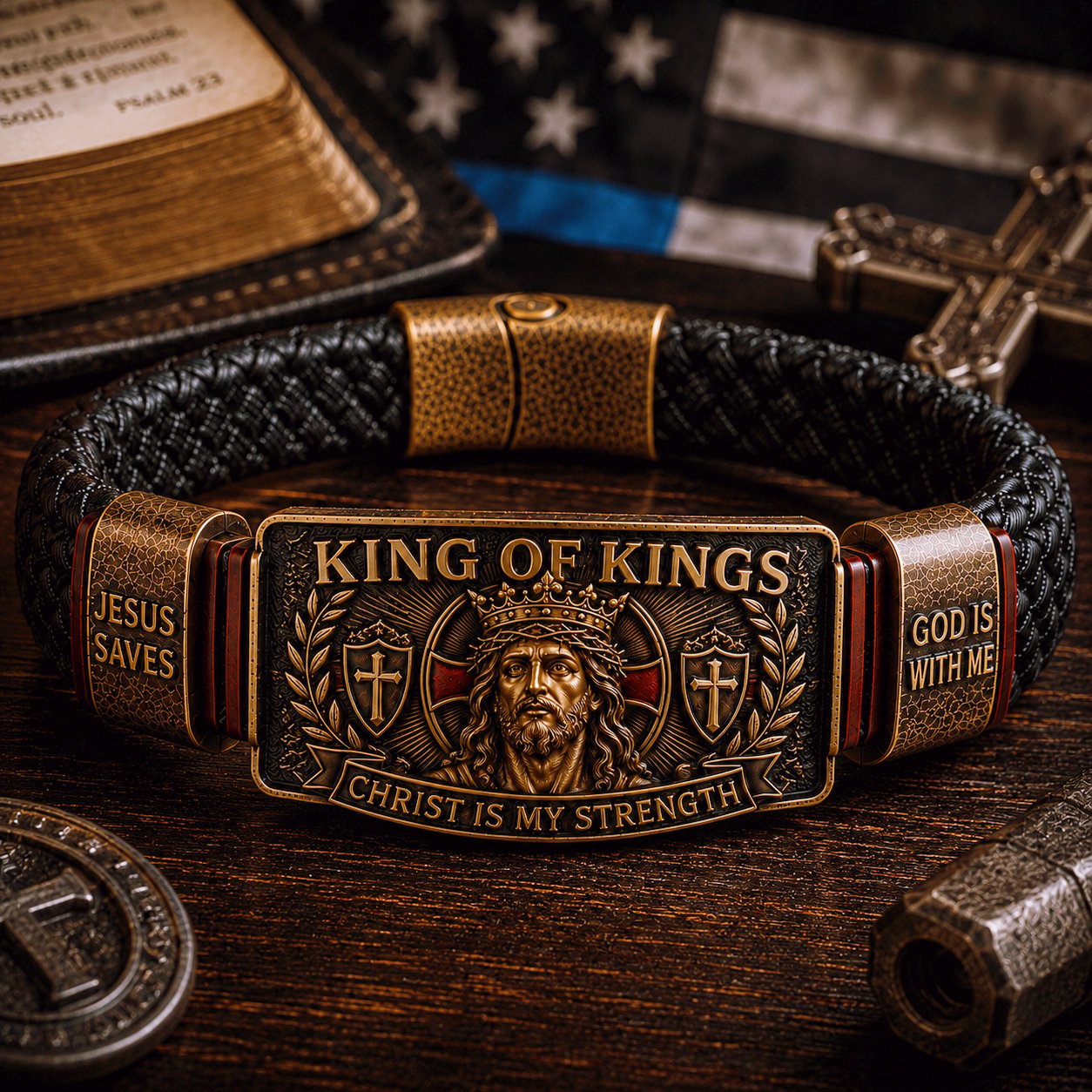 🤴 King of Kings Faith Bracelet – Adjustable Christian Wristband Gift