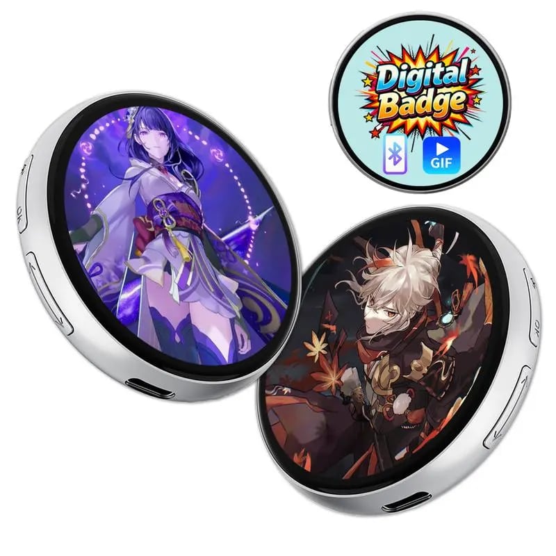📱 Pixel Touch Digital Badge Screen – 📸 500mAh Lightweight Photo/Video/GIF Pin