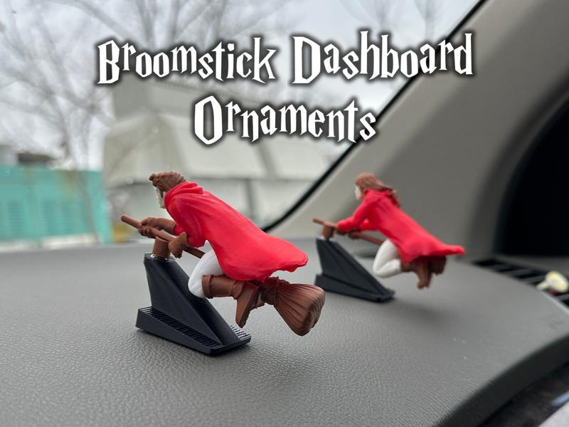 🚗Fantasy car decoration – 🧙‍♀️Witch and wizard broomstick dashboard drift ornaments✨