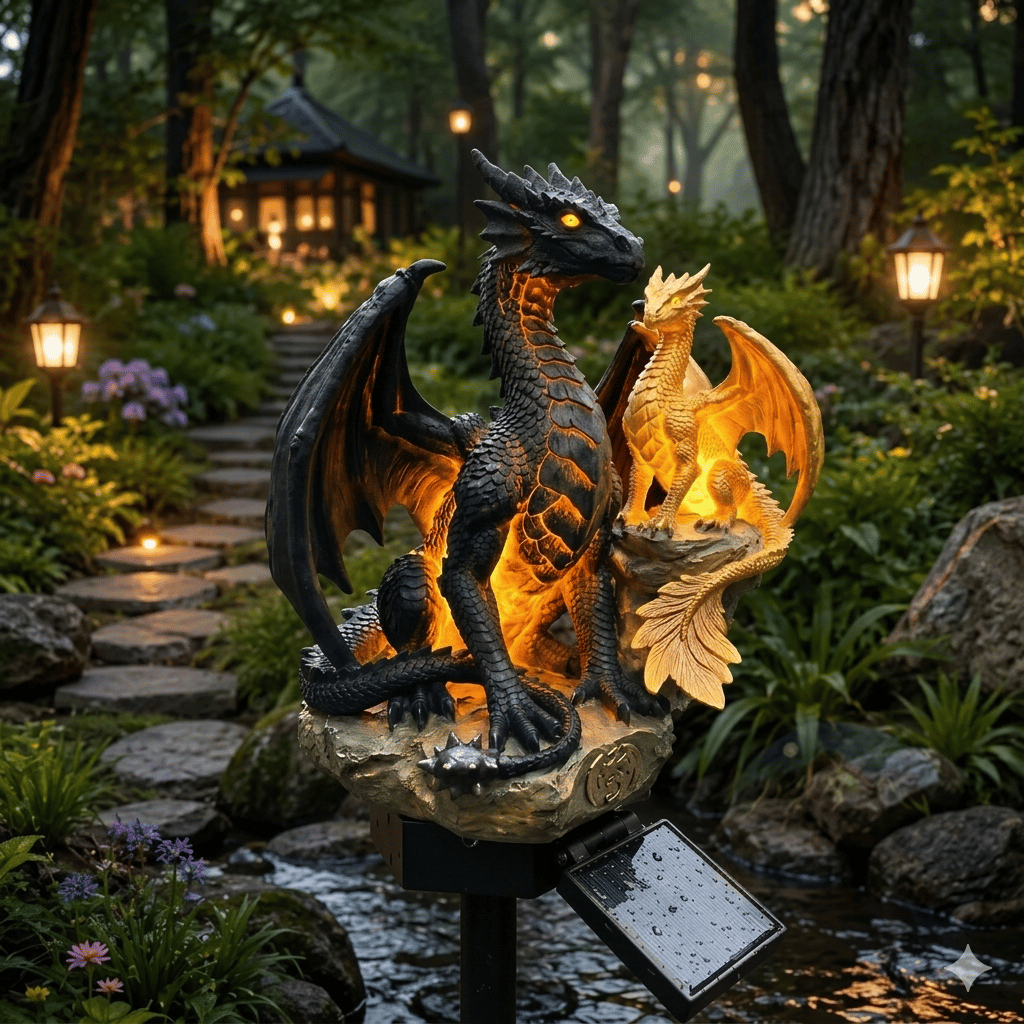 Dragon Legacy Golden Ember Edition Solar Garden Light