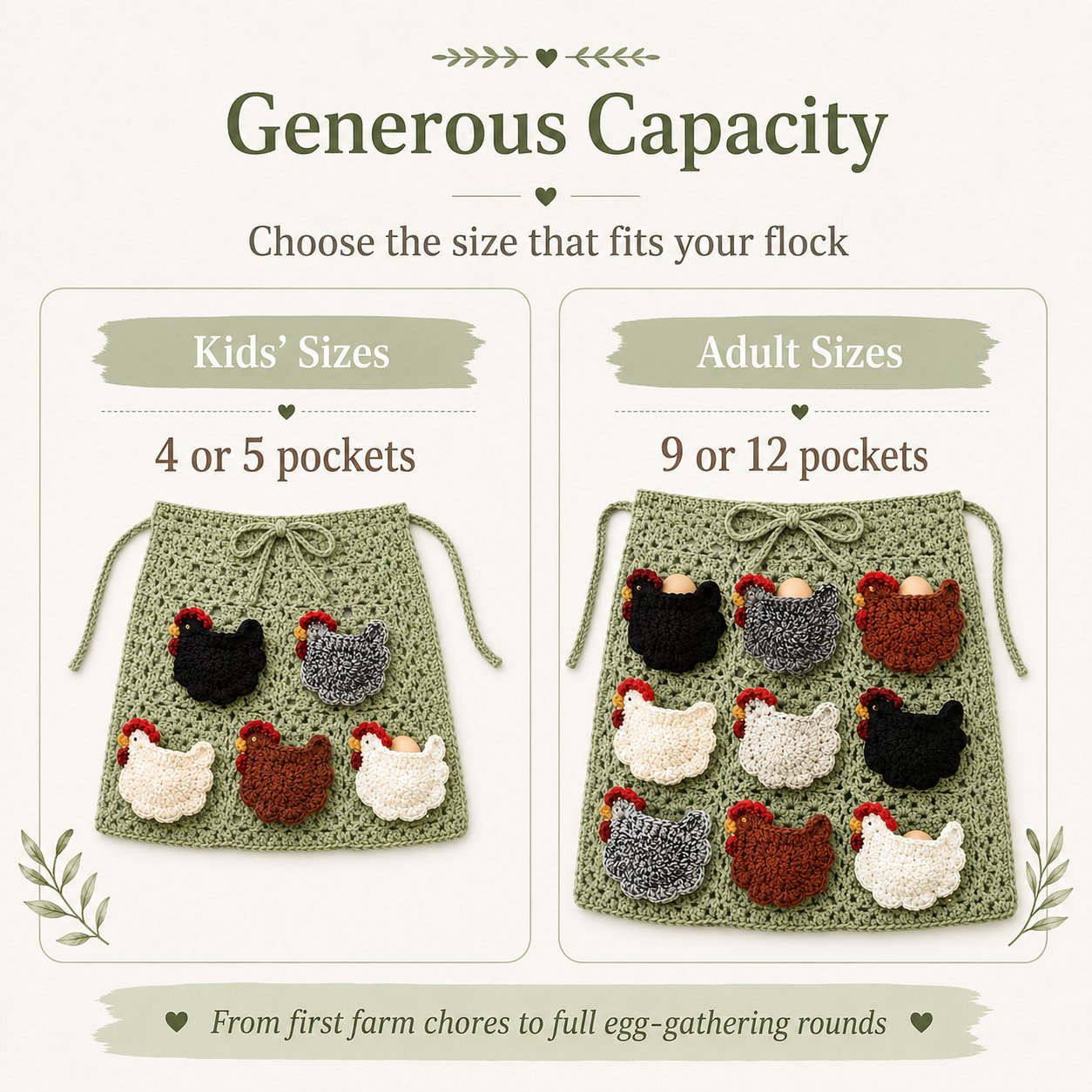 🐔Handmade Crochet Chicken Egg Collecting Apron🥚🎁Buy 2 FREE SHIPPING