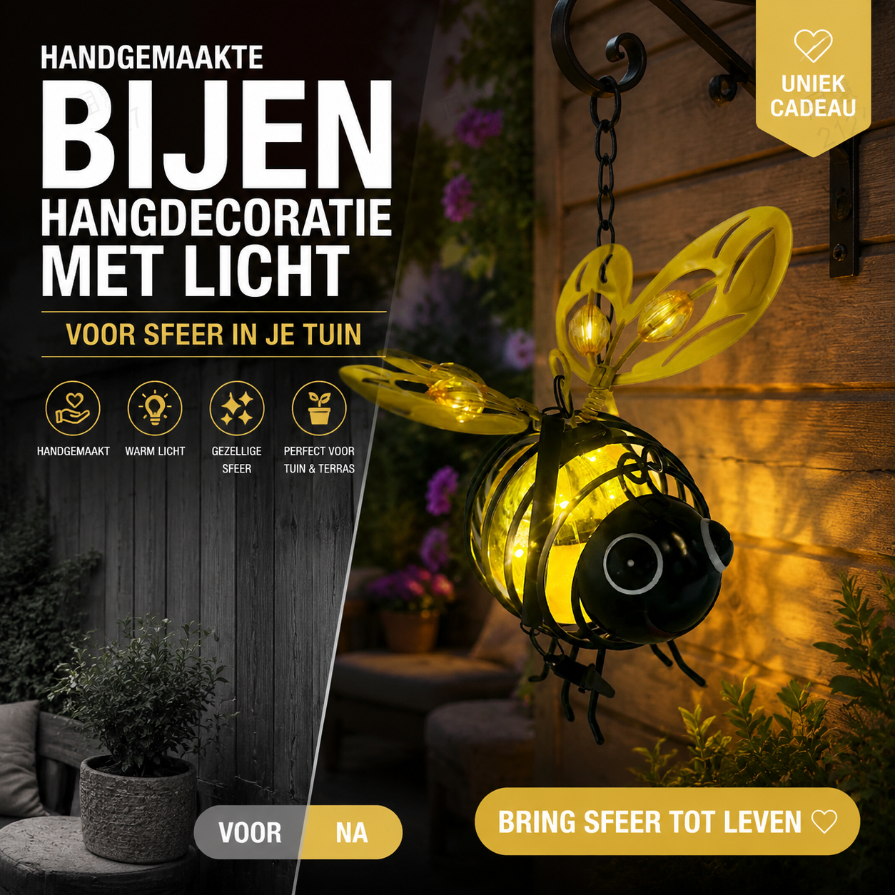 🐝 50% OFF NOW! ☀️ Solar-powered hanging car light – Cute bee design with heart-shaped wings – Perfect for the garden & car 🌸