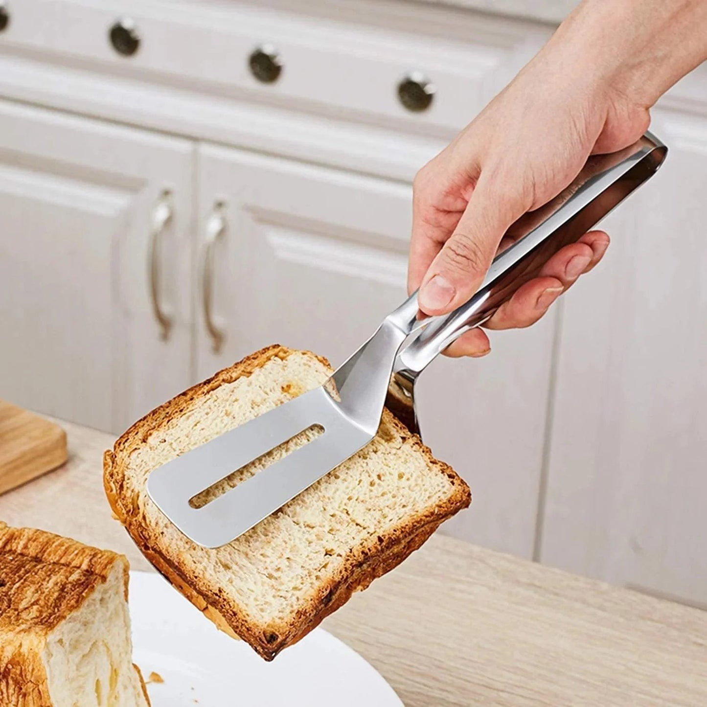 🔥 Multifunctional Stainless Steel Cooking Tongs – Spatula and Tongs in One! 🍔