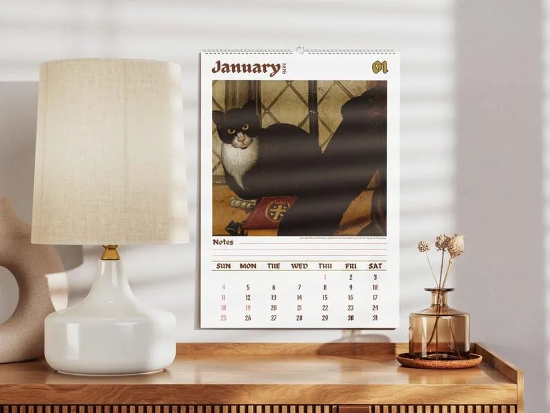 🔥Last Day 49% OFF - 🗓️🎨 Meet the Weird Cats in Renaissance Paintings 2026 Calendar