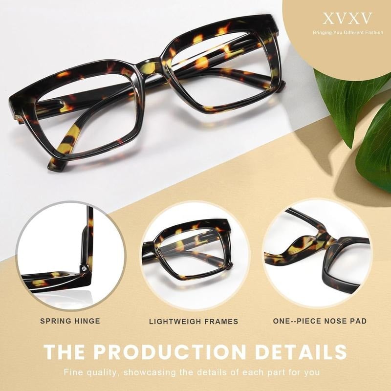 👓3-pack reading glasses in tortoiseshell pattern – oversized square reading glasses that block blue ligh