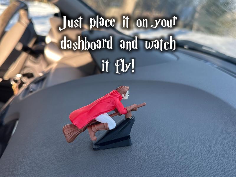 🚗Fantasy car decoration – 🧙‍♀️Witch and wizard broomstick dashboard drift ornaments✨