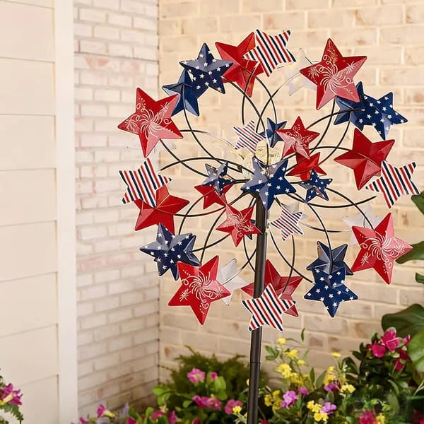 ☀️2026 HOT SALE 49% OFF🌀Outdoors Solar Wind Spinners with Decorative Flowers🌸(Includes bracket)87cm