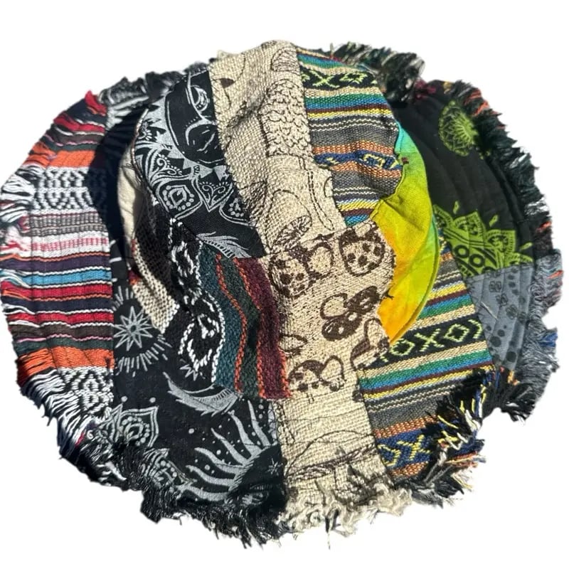 🏆Limited Time Sale 49% OFF🎩🍄Frayed Patchwork Bucket Hat(✨Shapeable Brim One-of-a-Kind Style)