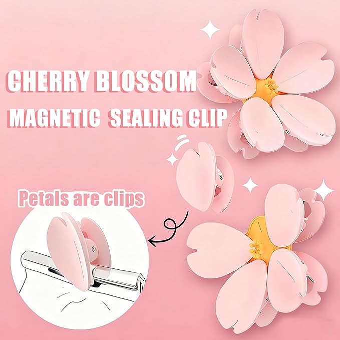 🌸Magnetic chip clips in the shape of cherry blossoms and lotus flowers, decorative fridge magnet