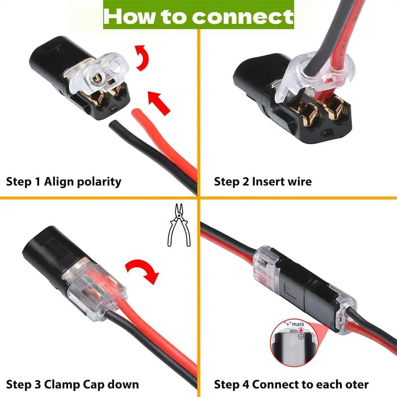 🏆NEW YEAR SALE 49% OFF👍Double-Wire Plug-in Connector Led Light Strip Connectors 2 Pin